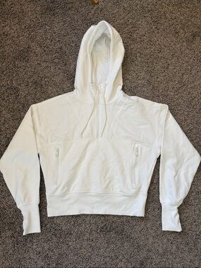 Old Navy White Half-Zip Hooded Pullover